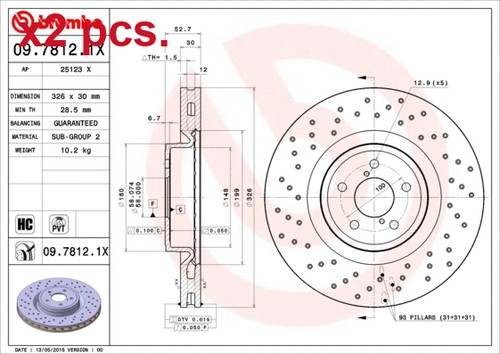 Pcs front brake - x2,