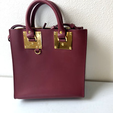 SOPHIE HULME Albion BURGUNDY RED Square leather tote Crossbody Bag