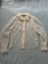 Zara women's cream mesh button