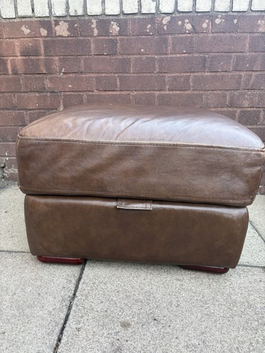Brown leather ottoman storage - brown,