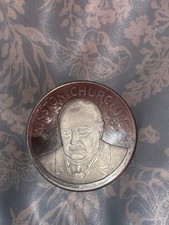 Silver Plate Commemorate Winston Churchill Coin - Perfect Condition