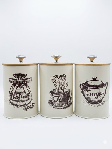 3pc tea coffee sugar canisters - coffee,