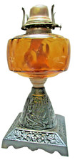 Oil Lamp amber glass cast iron
