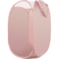 Pop Up Laundry Basket Foldable Room Tidy Toys Storage Hamper Geo Blush