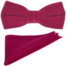 Luxury Magenta Pink Velvet Bow Tie & Pocket Square Set