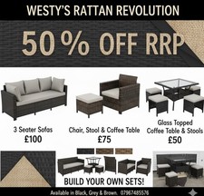 New Rattan Garden Furniture 3 Seater Sofa