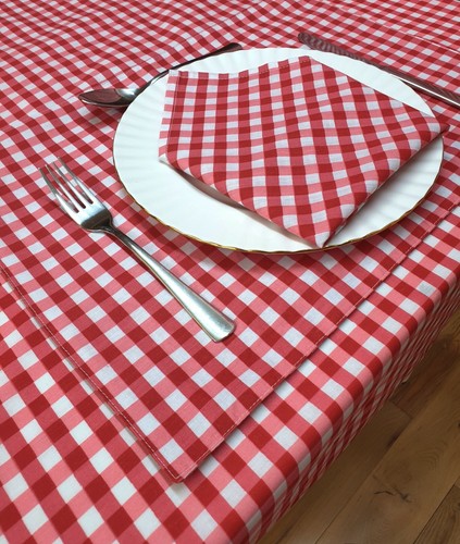 Gingham check cherry table - cherry,
