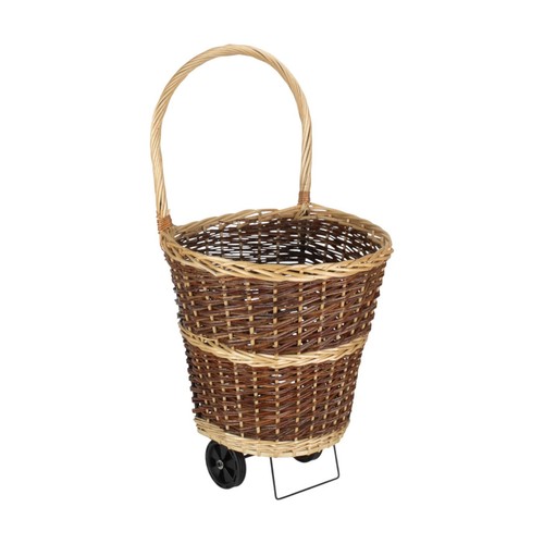 Wheeled wicker shopping - wheeled, basket