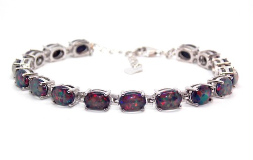 Silver black fire opal - black,