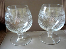 PAIR  PALL MALL  LADY HAMILTON BRANDY GLASSES  ** ETCHED ** PLEASE READ DESCRIPT