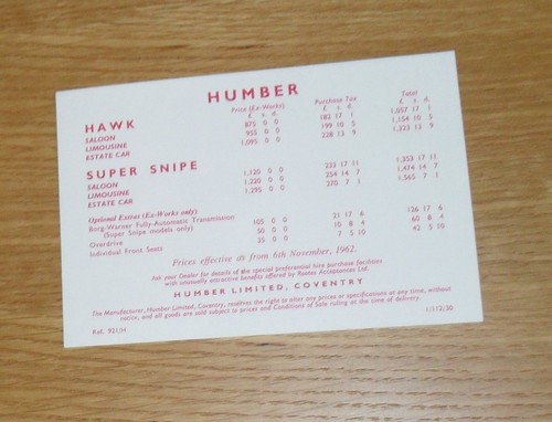 Humber hawk super snipe - humber,