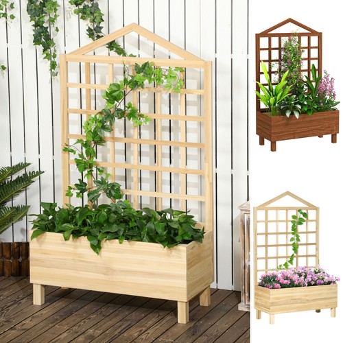 Wooden planters with trellis - with,