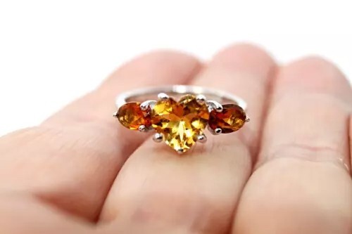 Silver ring citrine genuine - silver,