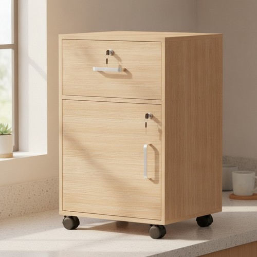 Lockable wooden file cabinet - wooden,