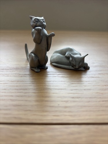 Pewter cat figurine - pewter,