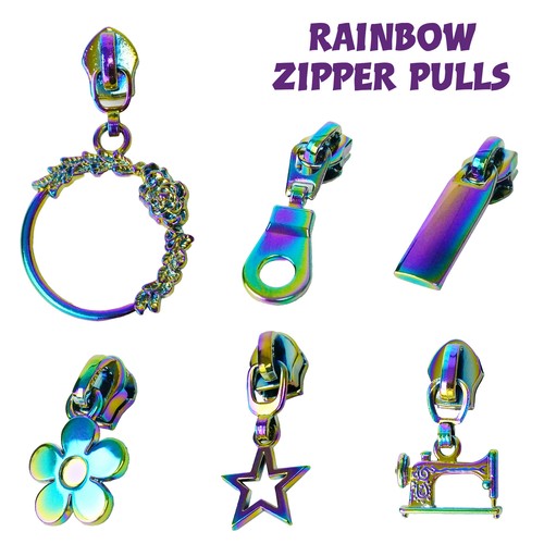 10pcs rainbow zipper pull - rainbow,