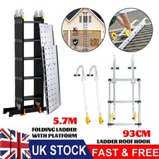 5.7M 14 in 1 Multi-Purpose Folding Ladder with Platform 93CM Ladder Roof Hook