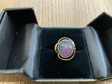 Vintage Black Opal Ring 9ct