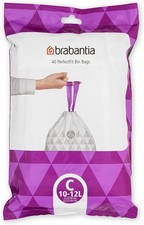 Brabantia Perfectfit Bin Liners (Size C/10-12 Litre) 40 Bags White - Code C