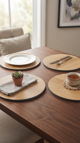Round natural wood oak - 4x,