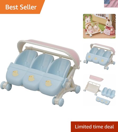 Blue triplets stroller playset - stroller,
