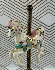 Beautiful Vintage Porcelain Hand Painted Carousel Horse Lamp Finial 6”
