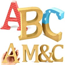 FREE STANDING Wooden MDF Craft Letters Numbers Symbols 12cm High 20mm Thick