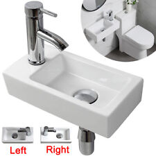 SMALL BATHROOM WALL HUNG CLOAKROOM CERAMIC COMPACT HAND WASH BASIN SINK WHITE UK