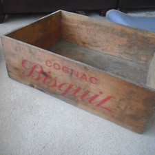 Cognac Bisquit Vintage wooden shipping crate large READ Free UK P+P