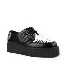 T.U.K. V6804 TUK Viva High Creeper Black / White Leather