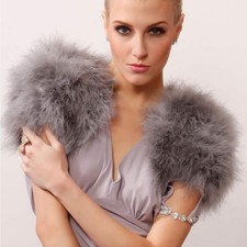 Real Ostrich Feather Bolero Shrug Fur Wrap Jacket High Stylish Bridal Wedding A2