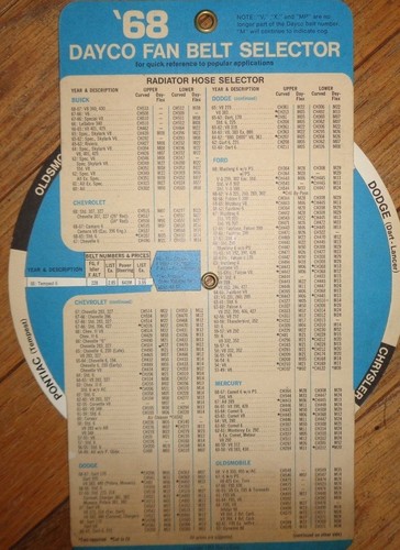 1968 dayco fan belt finder - 1968,
