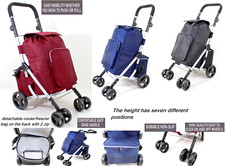 74L Wheeled Expandable Shopping Trolley Grocery Cart Hard Wearing + Cooler Bag