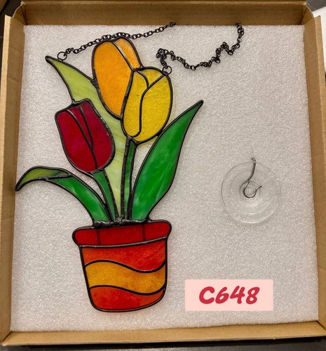 Handmade stained glass tulip - stained,