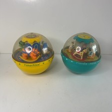 X2 Fisher-Price Roly Poly Chime Ball Vintage Preschool Toy Set