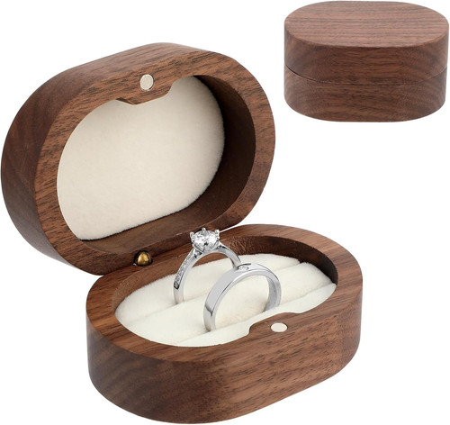 Wooden double ring box - wooden,