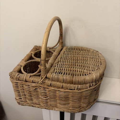 Vintage wicker woven picnic - wicker,