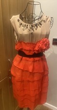 LANVIN H&M RARE RED SILK CHIFFON RUFFLE PARTY MINI DRESS UK 14 US 10 MEDIUM