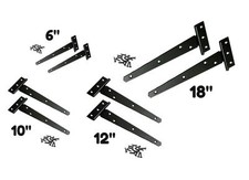 2 T TEE HINGE BRACKET PAIR OF BLACK STRAP GARDEN GATE SHED DOOR SMALL LARGE UK