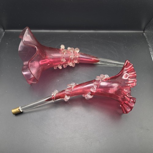 Cranberry and clear - clear, glass