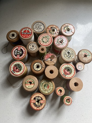 Vintage wooden bobbins - wooden,