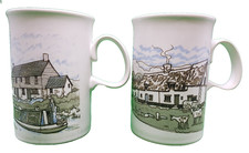 Dunoon Country Cottage Tea Cups Mugs Scotland English Village Collection x2
