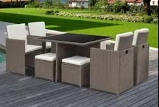 50% off 8-Seater Monument Rattan Cube Garden Furniture Set Black Brown & Grey
