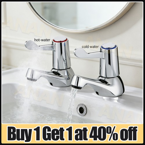 Chrome lever basin taps pair - chrome,