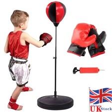 CHILDREN KIDS JUNIOR BOXING PUNCH BALL BAG FREE STANDING SET WITH MITTS GLOVES