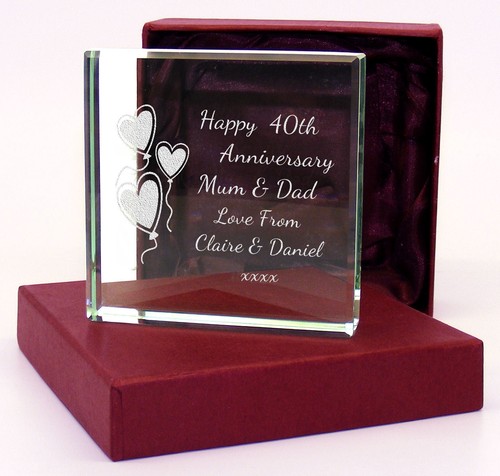 Engraved 40th ruby wedding - ruby,