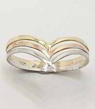9ct Gold Wishbone Ring Tri Colour Triple Wishbone Band 375  Size J - W Available