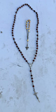 2 Vintage Old Red WOOD Rosary