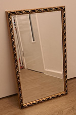 Gold Tone Ornate Decorative Rococo Gilt Framed Rectangular 25" Hanging Mirror