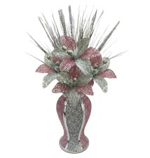 Pink Silver Vase With Flowers